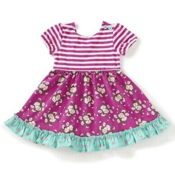 Matilda Jane Girls Dress Multicolor Floral Striped Spring size 4T - Picture 2 of 6